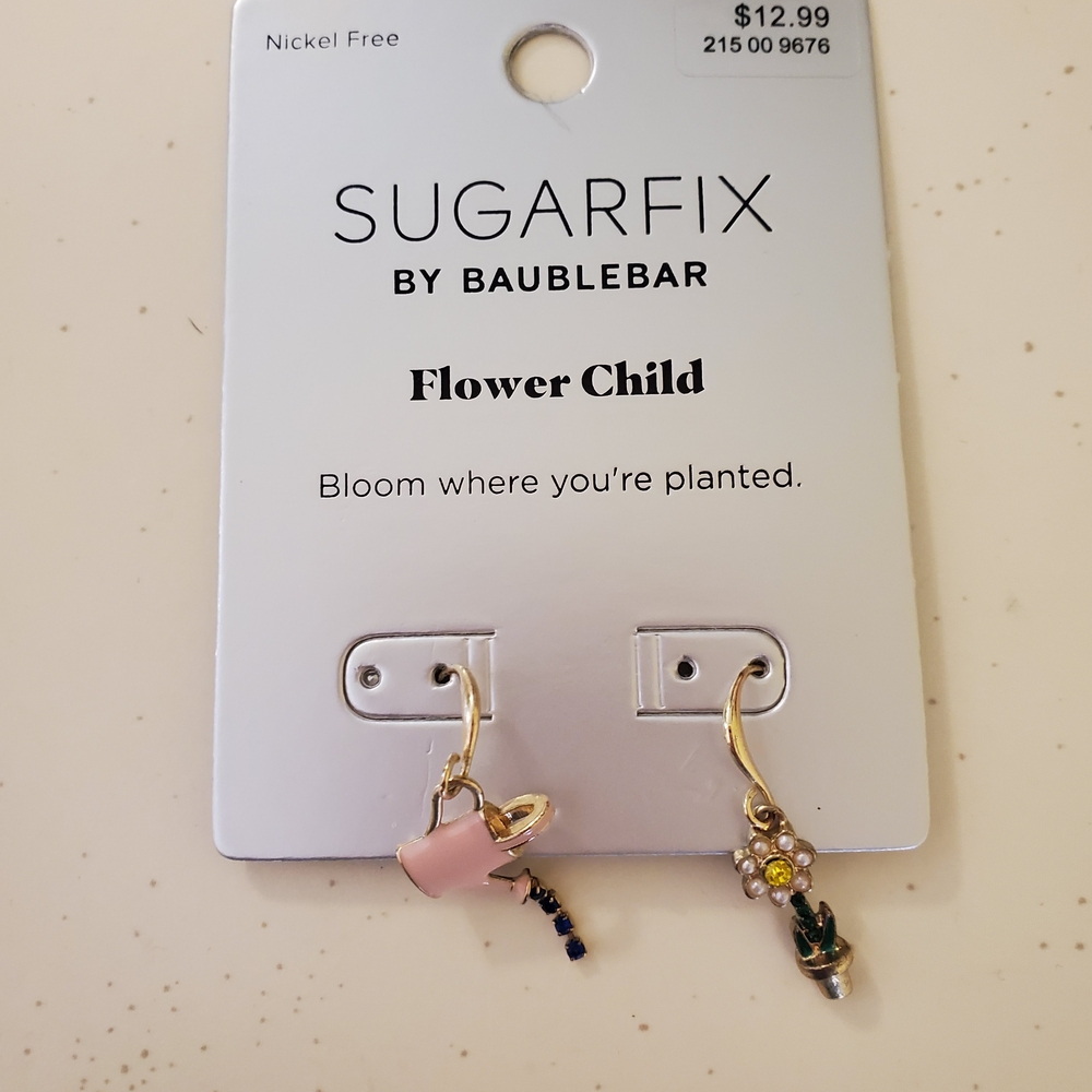 BaubleBar Pink and Gold Flower Earrings